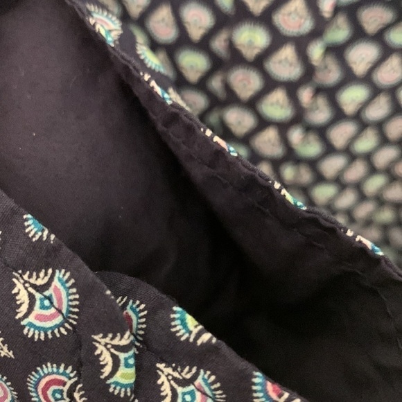 Talbots LP cotton long sleeve button up blouse blue green and purple print - Picture 3 of 6